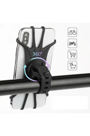 Universal Bisiklet Motosiklet Çocuk Arabası Silikon 360 Derece Telefon Tutucu Tüm Modellerle Uyumlu (5637) Universal Bisiklet Motosiklet Çocuk Arabası Silikon 360 Derece Telefon Tutucu Tüm Modellerle Uyumlu (5637)