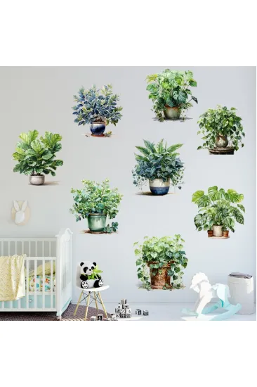 Saksılı Çiçek Tasarımlı 8li Sticker (5637) Saksılı Çiçek Tasarımlı 8li Sticker (5637)
