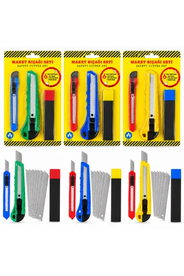 3PCS YEDEKLİ PLASTİK MAKET BIÇAK SETİ (5637) 3PCS YEDEKLİ PLASTİK MAKET BIÇAK SETİ (5637)