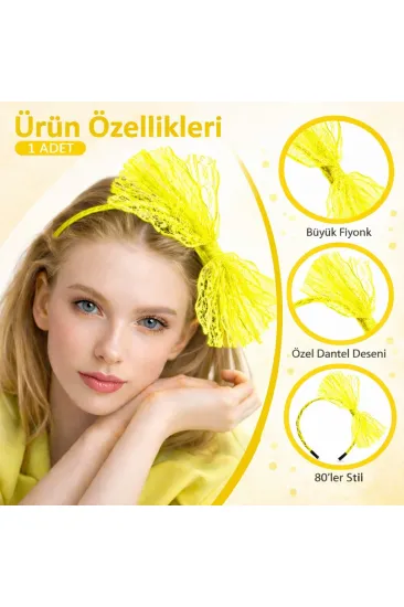 80’ler 90’lar Neon Sarı Dantel Taç Fiyonklu (5637) 80’ler 90’lar Neon Sarı Dantel Taç Fiyonklu (5637)