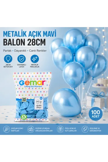 METALİK - AÇIK MAVİ BALON 11 INC - 28CM - 100PCS (5637) METALİK - AÇIK MAVİ BALON 11 INC - 28CM - 100PCS (5637)