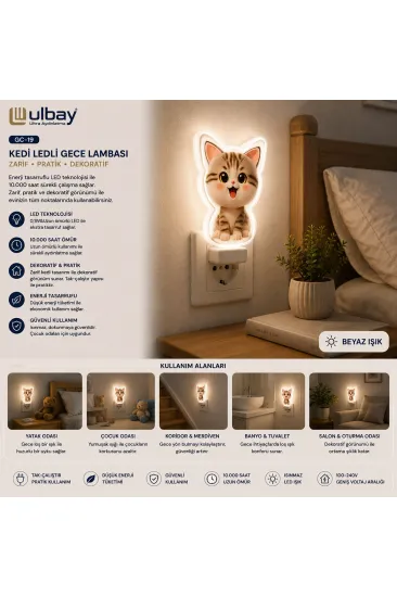 10 ADET KEDİ LEDLİ GECE LAMBASI GC-19 (5637) 10 ADET KEDİ LEDLİ GECE LAMBASI GC-19 (5637)