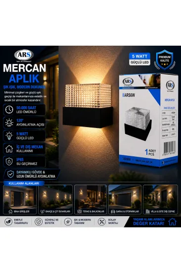 IP66 50.000 SAAT LED ÖMRÜ 5W MERCAN LED APLİK DUVAR LAMBASI ARS-348957 (5637) IP66 50.000 SAAT LED ÖMRÜ 5W MERCAN LED APLİK DUVAR LAMBASI ARS-348957 (5637)