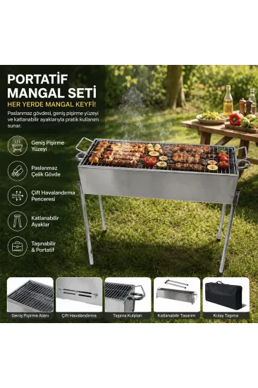 PASLANMAZ MANGAL PORTATİF AYAKLI - STANDLI 70CM (5637) PASLANMAZ MANGAL PORTATİF AYAKLI - STANDLI 70CM (5637)