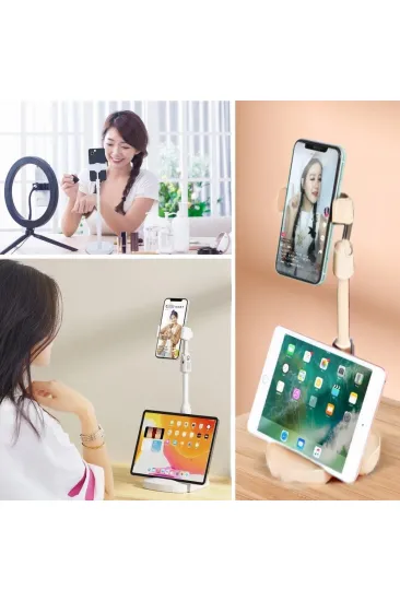 Masa Üstü Tablet ve Telefon Tutucu Plastik Aparat Beyaz Telefon Standı (5637) Masa Üstü Tablet ve Telefon Tutucu Plastik Aparat Beyaz Telefon Standı (5637)