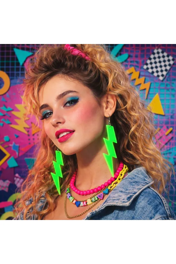 80’ler 90'lar Retro Neon Yeşil Şimşek Küpe 10 cm (5637) 80’ler 90'lar Retro Neon Yeşil Şimşek Küpe 10 cm (5637)