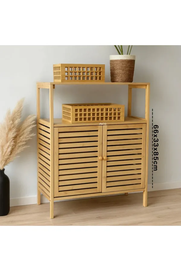 ÇOK AMAÇLI DOLAP AHŞAP BAMBU ORGANİZER RAFLI 66X33X85CM (5637) ÇOK AMAÇLI DOLAP AHŞAP BAMBU ORGANİZER RAFLI 66X33X85CM (5637)