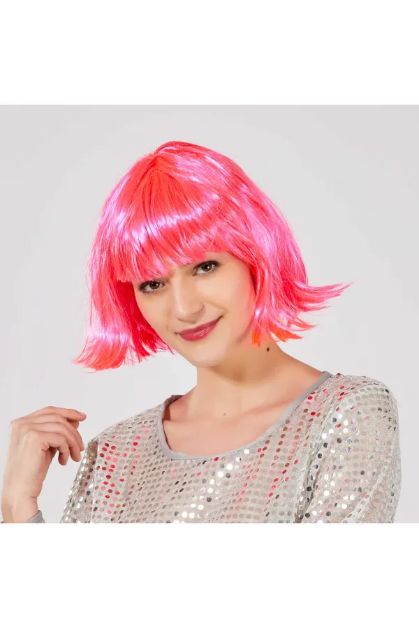 Şeker Pembe Renk Parti Peruğu Küt Saç (5637) Şeker Pembe Renk Parti Peruğu Küt Saç (5637)