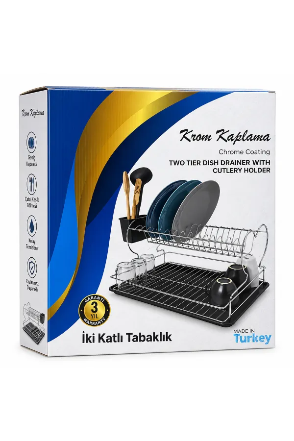 KROM - METAL 2 KATLI TABAKLIK - BULAŞIKLIK (5637) KROM - METAL 2 KATLI TABAKLIK - BULAŞIKLIK (5637)