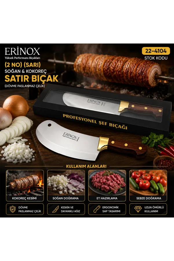 2 NO SARI SOĞAN - KOKOREÇ ZIRH SATIR BIÇAK DÖVME PASLANMAZ ÇELİK (5637) 2 NO SARI SOĞAN - KOKOREÇ ZIRH SATIR BIÇAK DÖVME PASLANMAZ ÇELİK (5637)