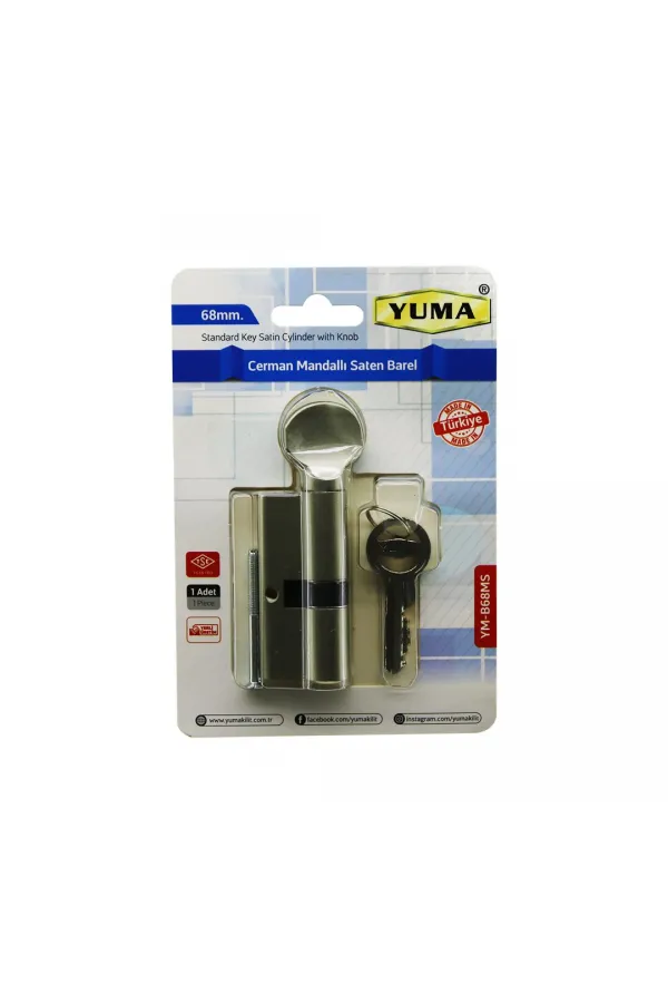 CERMAN MANDALLI SATEN BAREL KİLİT 68MM YM-B68MS (5637) CERMAN MANDALLI SATEN BAREL KİLİT 68MM YM-B68MS (5637)
