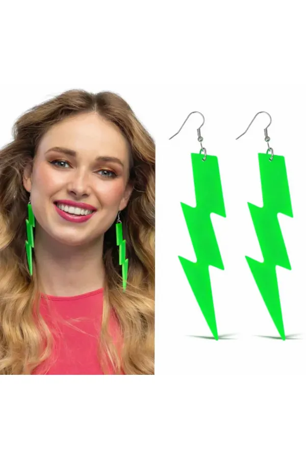 80’ler 90'lar Retro Neon Yeşil Şimşek Küpe 10 cm (5637) 80’ler 90'lar Retro Neon Yeşil Şimşek Küpe 10 cm (5637)