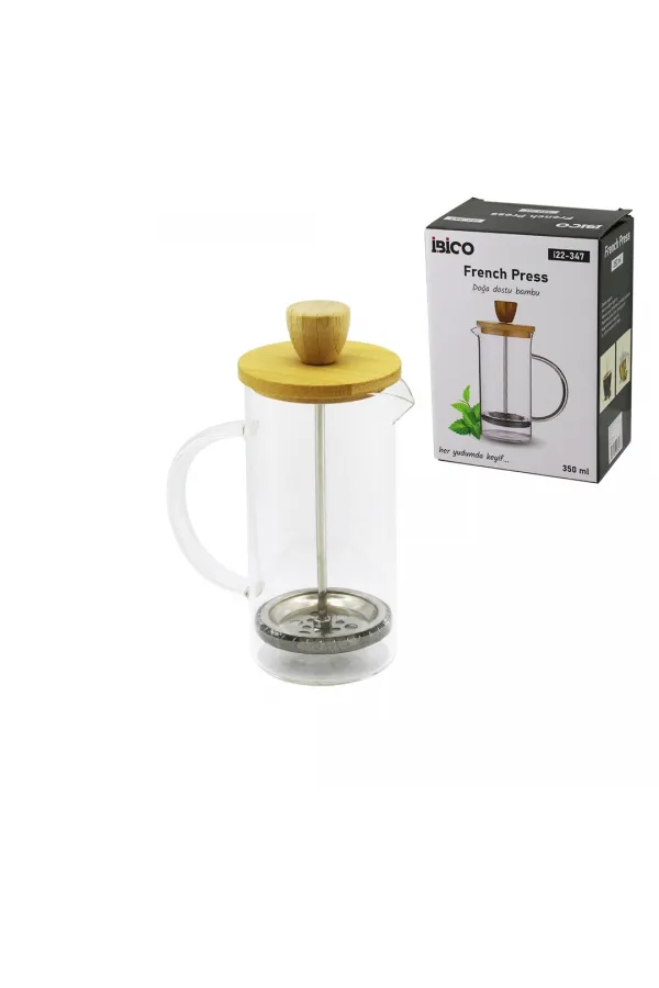 FRENCH PRESS BAMBU KAPAK 350ML CAM BİTKİ SÜZGEÇİ (5637) FRENCH PRESS BAMBU KAPAK 350ML CAM BİTKİ SÜZGEÇİ (5637)
