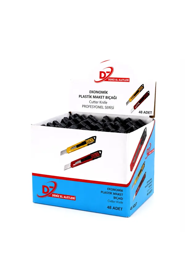 48 ADET EKO PLASTİK FALÇATA MAKET BIÇAK SARI (5637)