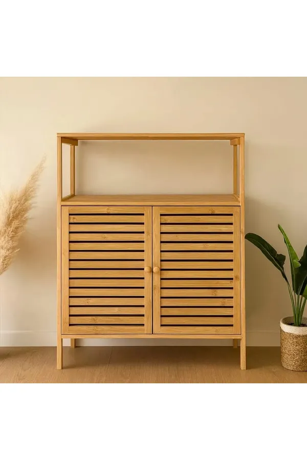 ÇOK AMAÇLI DOLAP AHŞAP BAMBU ORGANİZER RAFLI 66X33X85CM (5637) ÇOK AMAÇLI DOLAP AHŞAP BAMBU ORGANİZER RAFLI 66X33X85CM (5637)