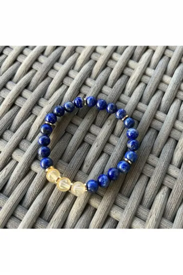 Lapis Lazuli & Sitrin Doğal Taş Bileklik Lapis Lazuli & Sitrin Doğal Taş Bileklik