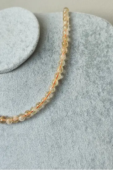 SERTİFİKALI 6 MM SİTRİN DOĞALTAŞ KOLYE