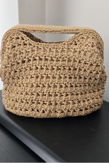 EL ÖRGÜSÜ KAĞIT İP BURSLU CLUTCH ÇANTA EL ÖRGÜSÜ KAĞIT İP BURSLU CLUTCH ÇANTA