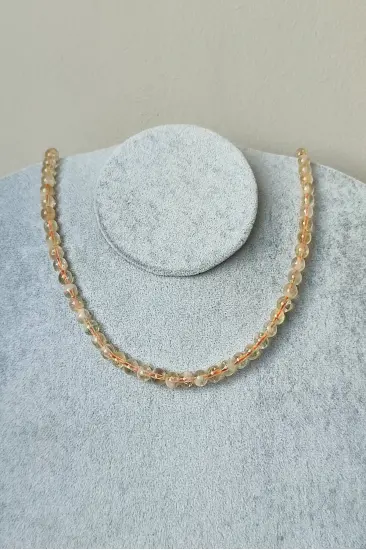 SERTİFİKALI 6 MM SİTRİN DOĞALTAŞ KOLYE