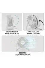 Masaüstü Mini USB Fan - PVC Gövdeli - 360° Ayarlanabilir Masaüstü Mini USB Fan - PVC Gövdeli - 360° Ayarlanabilir