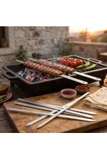 Geniş Yassı Metal Adana Kebap Şişi - 50 cm Geniş Yassı Metal Adana Kebap Şişi - 50 cm