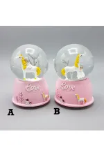 Mini Pembe Kar Küresi - Sevimli Unicorn ve Kız Tasarımlı - Işıklı Mini Pembe Kar Küresi - Sevimli Unicorn ve Kız Tasarımlı - Işıklı