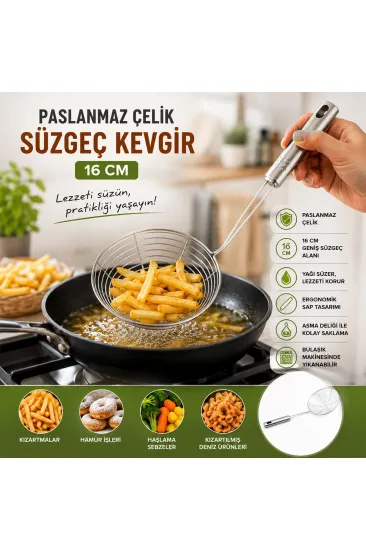 Metal Kevgir - Paslanmaz Çelik - 16 cm Metal Kevgir - Paslanmaz Çelik - 16 cm