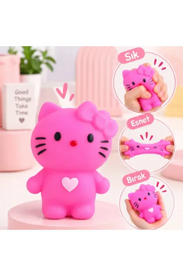 Hello Kitty Tasarımlı Squishy - 12'li Paket - Karışık Renk - Yumuşak Oyuncak 