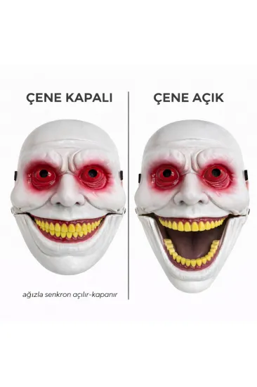 Hareketli Çene Mekanizmalı Kırmızı Korku Maskesi Hareketli Çene Mekanizmalı Kırmızı Korku Maskesi