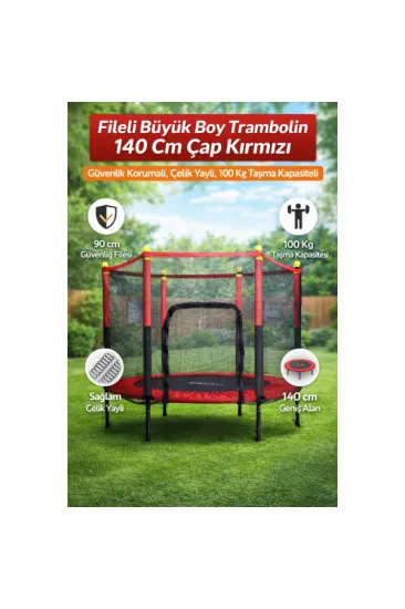 Fileli 140 cm Büyük Boy Trambolin Fileli 140 cm Büyük Boy Trambolin