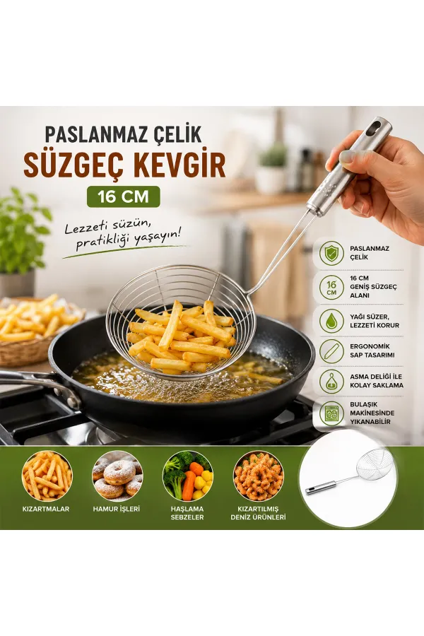 Metal Kevgir - Paslanmaz Çelik - 16 cm Metal Kevgir - Paslanmaz Çelik - 16 cm