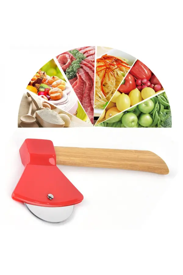 Pizza Kesici - Balta Tasarımlı - Ahşap Saplı - Paslanmaz Çelik Bıçaklı Pizza Kesici - Balta Tasarımlı - Ahşap Saplı - Paslanmaz Çelik Bıçaklı