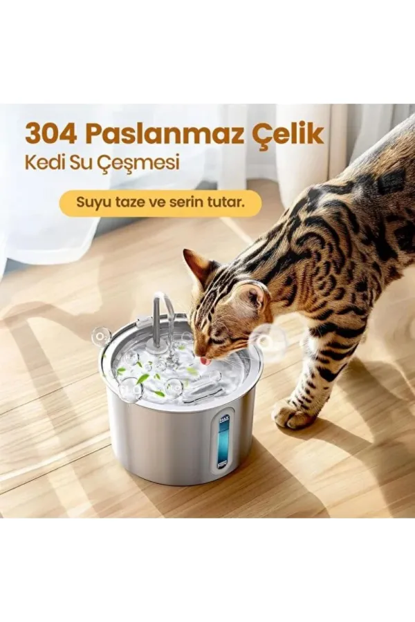 Evcil Hayvan Su Pınarı - Paslanmaz Çelik - 2.2 Litre Kapasite Evcil Hayvan Su Pınarı - Paslanmaz Çelik - 2.2 Litre Kapasite