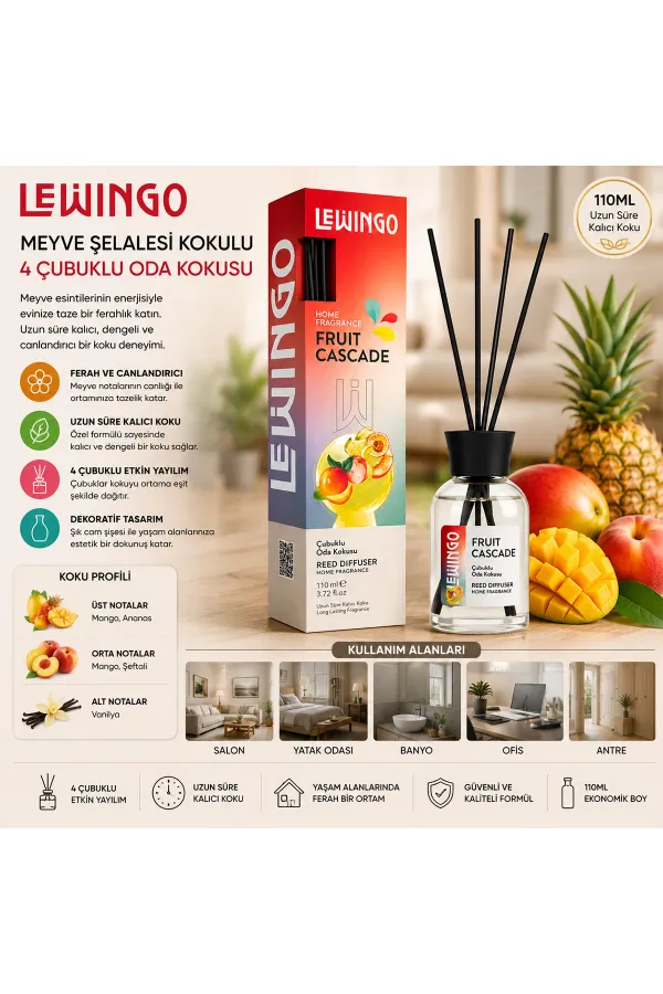 Fruit Cascade Bambu Çubuklu Oda Kokusu - 110 ml - Cam Şişe Fruit Cascade Bambu Çubuklu Oda Kokusu - 110 ml - Cam Şişe