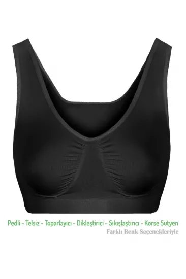 Alışveriş Meydanı Kadın Siyah Pedli Kalın Askılı Dikleştirici Sıkılaştırıcı Toparlayıcı Sütyen Korse Alışveriş Meydanı Kadın Siyah Pedli Kalın Askılı Dikleştirici Sıkılaştırıcı Toparlayıcı Sütyen Korse