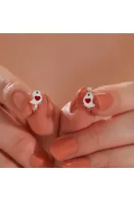 Gümüş Kalpli Kuş Çocuk Küpesi Gümüş Kalpli Kuş Çocuk Küpesi