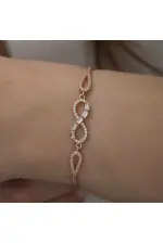 Gümüş Rose Baget Taşlı Sonsuzluk Bileklik Gümüş Rose Baget Taşlı Sonsuzluk Bileklik