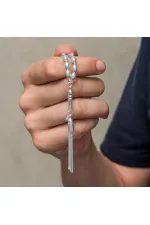 Gümüş Arpa Kesim Çizgili Erkek Tesbih Gümüş Arpa Kesim Çizgili Erkek Tesbih