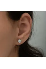 Gümüş 7 mm Beyaz Zirkon Tek Taş Kadın Küpe Gümüş 7 mm Beyaz Zirkon Tek Taş Kadın Küpe
