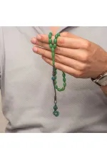 Gümüş Kazaz Püsküllü Yeşil Sıkma Kehribar Tesbih Gümüş Kazaz Püsküllü Yeşil Sıkma Kehribar Tesbih