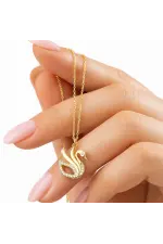 Gümüş Gold Zarif Kuğu Kadın Kolye Gümüş Gold Zarif Kuğu Kadın Kolye