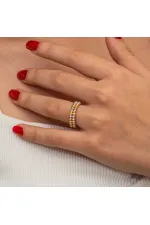 Gümüş İki Sıralı Dorika Kadın Yüzük Gümüş İki Sıralı Dorika Kadın Yüzük
