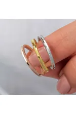 Gümüş 3 Renk Ajda Kadın Yüzük Gümüş 3 Renk Ajda Kadın Yüzük