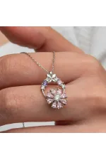 Gümüş Pembe Dönen Çiçek Kadın Kolye Gümüş Pembe Dönen Çiçek Kadın Kolye