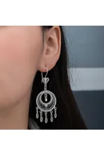 Gümüş Çember Telkari Sallantılı Kadın Küpe Gümüş Çember Telkari Sallantılı Kadın Küpe