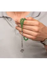 Gümüş Kazaz Püsküllü Yeşil Sıkma Kehribar Tesbih Gümüş Kazaz Püsküllü Yeşil Sıkma Kehribar Tesbih