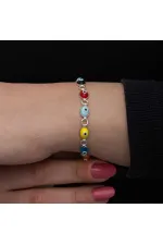 Gümüş Renkli Nazar Mineli Kadın Bileklik Gümüş Renkli Nazar Mineli Kadın Bileklik