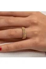 Gümüş İki Sıralı Dorika Kadın Yüzük Gümüş İki Sıralı Dorika Kadın Yüzük