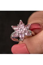 Gümüş Pembe Lotus Çiçeği Kadın Yüzük Gümüş Pembe Lotus Çiçeği Kadın Yüzük