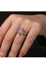 Gümüş Pembe Lotus Çiçeği Kadın Yüzük Gümüş Pembe Lotus Çiçeği Kadın Yüzük